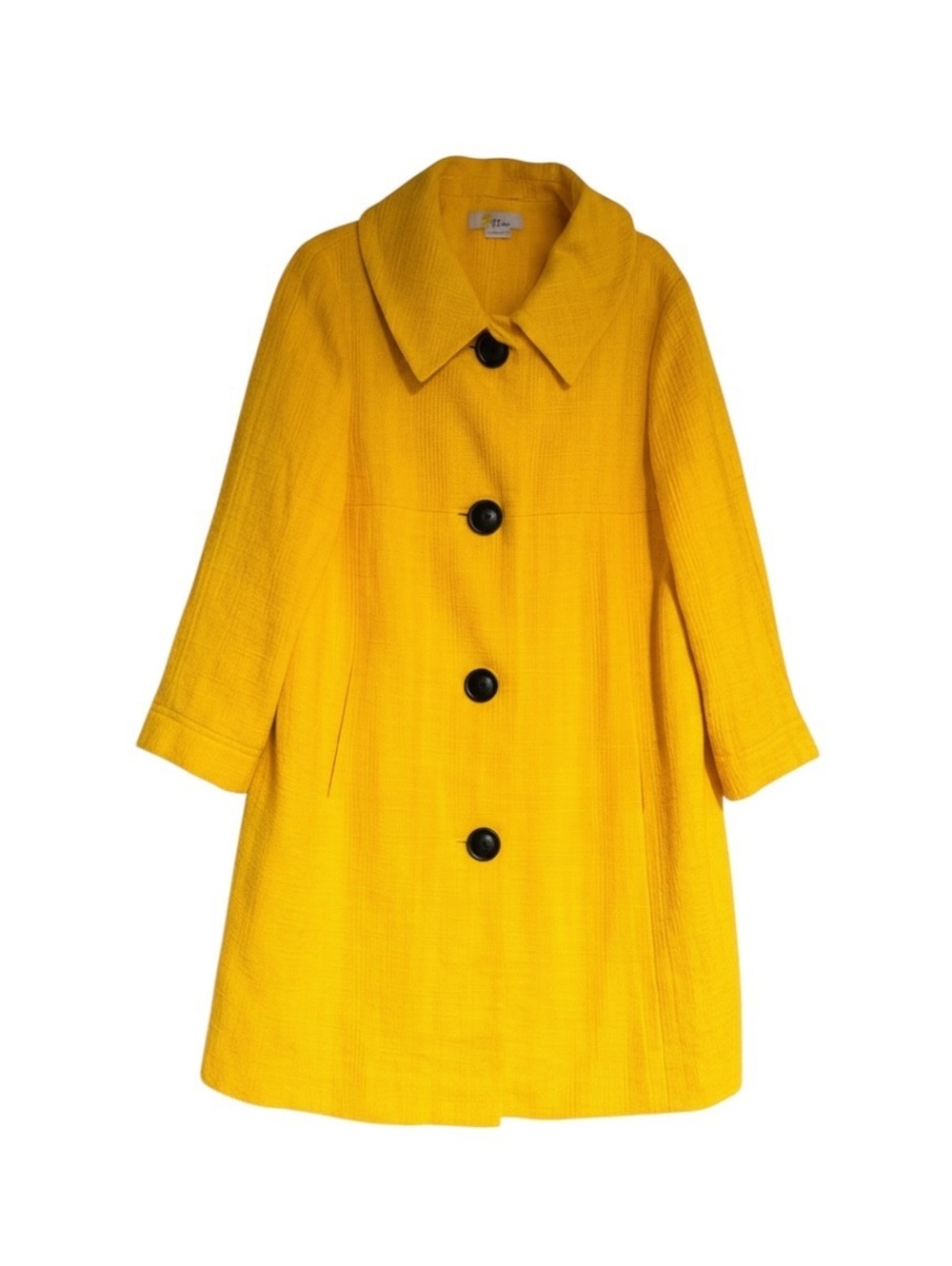 Boden Yellow Vintage Swing Coat Size US 12 Textures Mod 60s Style Large Buttons - Picture 4 of 7